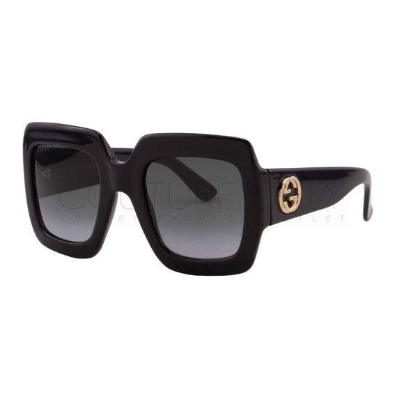 New Gucci Women Sunglasses Black Oversized Square GG0053SN-001 Gray Gradient - Picture 1 of 11